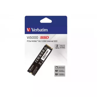 VERBATIM SSD Vi5000 Internal PCIe NVMe M.2 SSD 2TB, W 4300/ R 5000 MB/s VERBATIM SSD Vi5000 Internal PCIe NVMe M.2 SSD 2TB, W 4300/ R 5000 MB/s
