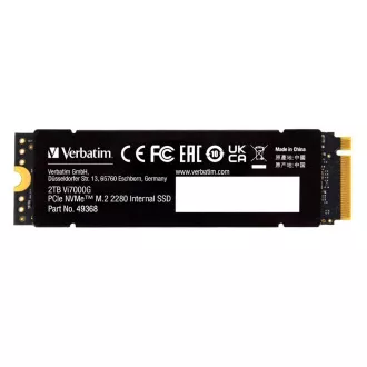 VERBATIM SSD Vi7000G Internal PCIe NVMe M.2 SSD 4TB, W 6700/ R 7400MB/s VERBATIM SSD Vi7000G Internal PCIe NVMe M.2 SSD 4TB, W 6700/ R 7400MB/s