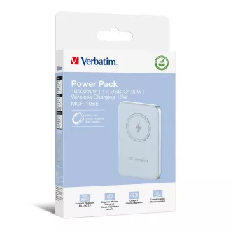 VERBATIM Powerbanka Charge 'n' Go, Magnetická, 10000 mAh, USB-C, Modrá VERBATIM Powerbanka Charge 'n' Go, Magnetická, 10000 mAh, USB-C, Modrá