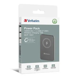 VERBATIM Powerbanka Charge 'n' Go, Magnetická, 10000 mAh, USB-C, Šedá VERBATIM Powerbanka Charge 'n' Go, Magnetická, 10000 mAh, USB-C, Šedá