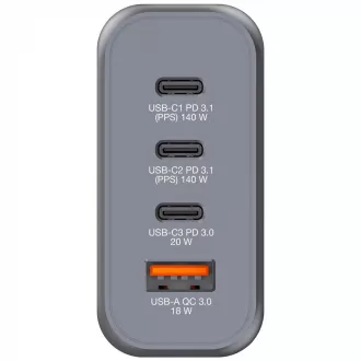 VERBATIM GaN Nabíječka do sítě GNC-200, 200W, 3x USB-C, 1x USB VERBATIM GaN Nabíječka do sítě GNC-200, 200W, 3x USB-C, 1x USB