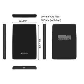 VERBATIM externí SSD 1TB Store \'n\' Go Slim Portable USB 3.0, USB-A/USB-C, černá