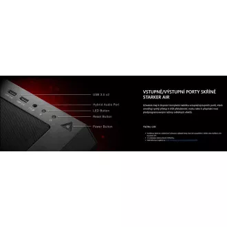 ADATA XPG case STARKER AIR Mid-Tower, bez zdroje, 1x 120mm + 1x 120mm ARGB, Černá