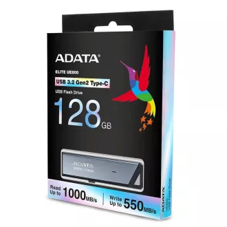 ADATA Flash Disk 128GB UE800, USB 3.2 USB-C, Elite drive, šedá ADATA Flash Disk 128GB UE800, USB 3.2 USB-C, Elite drive, šedá