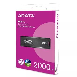 ADATA Externí SSD 2TB SC610, USB-A 3.2, černá ADATA Externí SSD 2TB SC610, USB-A 3.2, černá