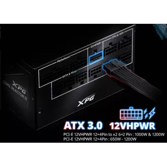 ADATA XPG zdroj CORE REACTOR II 1000W, 80+ GOLD, Plně Modularní, ATX 3.0 ADATA XPG zdroj CORE REACTOR II 1000W, 80+ GOLD, Plně Modularní, ATX 3.0
