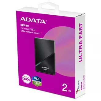 ADATA Externí SSD 2TB SE920, USB 4 Type-C, R:3800/W:3700MB/s, černá ADATA Externí SSD 2TB SE920, USB 4 Type-C, R:3800/W:3700MB/s, černá