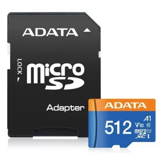 ADATA MicroSDXC karta 512GB Premier UHS-I C10 V10 (R:100/W:25 MB/s) + SD adaptér ADATA MicroSDXC karta 512GB Premier UHS-I C10 V10 (R:100/W:25 MB/s) + SD adaptér