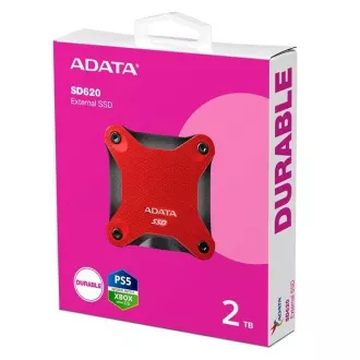 ADATA Externí SSD 2TB SD620, USB Micro-B, USB 3.2 Gen 2, R:520/W:460MB/s, červená ADATA Externí SSD 2TB SD620, USB Micro-B, USB 3.2 Gen 2, R:520/W:460MB/s, červená