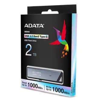 ADATA Flash Disk 2TB UE800, USB-C 3.2, R:1000/W:1000MB/s, stříbrná ADATA Flash Disk 2TB UE800, USB-C 3.2, R:1000/W:1000MB/s, stříbrná