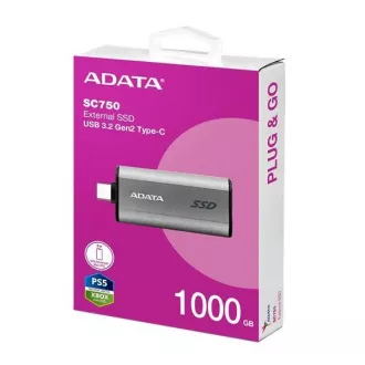 ADATA External SSD 1TB SC750, USB-C 3.2 Gen2, Černá ADATA External SSD 1TB SC750, USB-C 3.2 Gen2, Černá