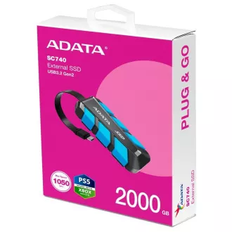 ADATA External SSD 2TB SC740, USB-C 3.2 Gen2, Černo-modrá ADATA External SSD 2TB SC740, USB-C 3.2 Gen2, Černo-modrá