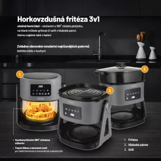 Lauben Glass&Grill Air Fryer 3in1 5500BG - horkovzdušná fritéza Lauben Glass&Grill Air Fryer 3in1 5500BG - horkovzdušná fritéza
