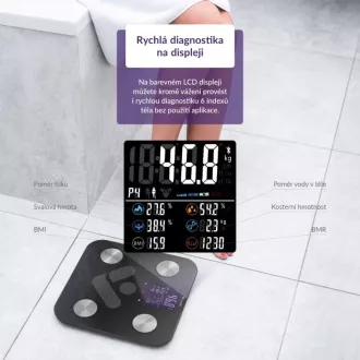TrueLife FitScale W6 BT - Bioelektrická impedanční bluetooth váha - černá