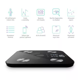 TrueLife FitScale W6 BT - Bioelektrická impedanční bluetooth váha - černá