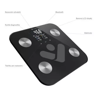 TrueLife FitScale W6 BT - Bioelektrická impedanční bluetooth váha - černá