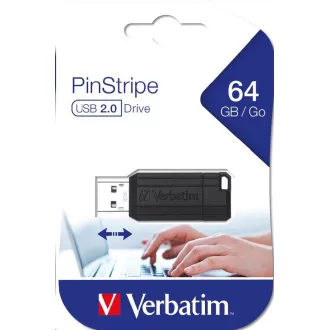 VERBATIM Flash Disk 64GB USB 2.0 Store 'n' Go PinStripe, černá