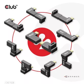 Club3D set adapterů USB-C Gen2 angled adapter set of 2, 4K120Hz, 240W, (M/F) Club3D set adapterů USB-C Gen2 angled adapter set of 2, 4K120Hz, 240W, (M/F)