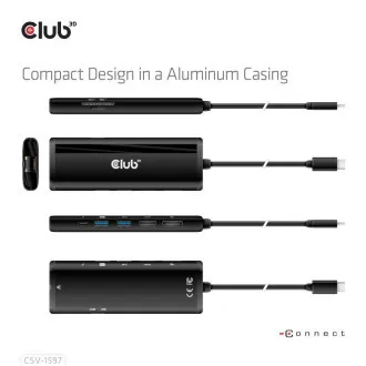 Club 3D Dokovací stanice USB-C 8v1, 1xDP, 1xHDMI, 1xUSB-C PD100W, 2xUSB, čtečka SD karet, šedá Club 3D Dokovací stanice USB-C 8v1, 1xDP, 1xHDMI, 1xUSB-C PD100W, 2xUSB, čtečka SD karet, šedá