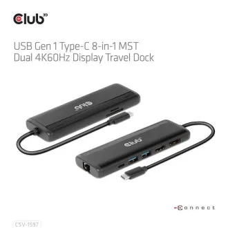 Club 3D Dokovací stanice USB-C 8v1, 1xDP, 1xHDMI, 1xUSB-C PD100W, 2xUSB, čtečka SD karet, šedá Club 3D Dokovací stanice USB-C 8v1, 1xDP, 1xHDMI, 1xUSB-C PD100W, 2xUSB, čtečka SD karet, šedá