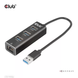 Club3D Rozbočovač, USB-A 3.2 Gen1 na 3x USB 3.1, Gigabit Ethernet Club3D Rozbočovač, USB-A 3.2 Gen1 na 3x USB 3.1, Gigabit Ethernet