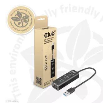 Club3D Rozbočovač, USB-A 3.2 Gen1 na 3x USB 3.1, Gigabit Ethernet Club3D Rozbočovač, USB-A 3.2 Gen1 na 3x USB 3.1, Gigabit Ethernet