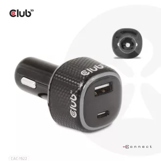 Club3D Auto nabíječka pro Notebooky 63W, 2 porty (USB-A + USB-C) Club3D Auto nabíječka pro Notebooky 63W, 2 porty (USB-A + USB-C)