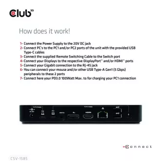 Club3D Dokovací stanice USB-C 10v1, 1xDP, 1xHDMI, 3xUSB-C, 3xUSB, 1xRJ45, 1x3.5mm, černá Club3D Dokovací stanice USB-C 10v1, 1xDP, 1xHDMI, 3xUSB-C, 3xUSB, 1xRJ45, 1x3.5mm, černá