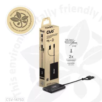 Club3D Video rozbočovač USB-C/A na 2xHDMI 2.0, Dual Monitor, 4K60Hz (M/F)