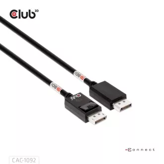 Club3D Kabel DisplayPort 2.1 na DisplayPort 2.1, VESA DP80, 4K240Hz/8K60Hz/10K60Hz (M/M), 1.6m, černá