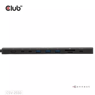 Club3D Dokovací stanice USB-C 10v1, 140W PD, 1xHDMI, 3xUSB-C, 3xUSB, 1xRJ45, černá Club3D Dokovací stanice USB-C 10v1, 140W PD, 1xHDMI, 3xUSB-C, 3xUSB, 1xRJ45, černá