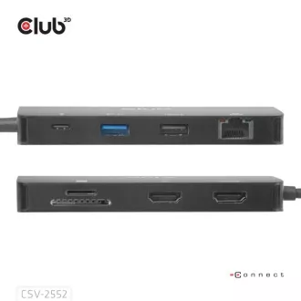 Club3D Dokovací stanice USB-C 9v1, 2xHDMI, 1xUSB-C, 1xUSB-C PD, 2xUSB, 1xRJ45, microSD/SD, černá Club3D Dokovací stanice USB-C 9v1, 2xHDMI, 1xUSB-C, 1xUSB-C PD, 2xUSB, 1xRJ45, microSD/SD, černá