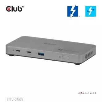 Club3D hub Thunderbolt 5 5v1, 3x USB-C TB5, 1x USB-A, 1x8K60Hz, 3x 5K60Hz, certifikace Thunderbolt Share, 180W