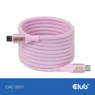 Club3D Kabel magnetický USB-C, 240W PD3.1, 480 Mbps, 2m, růžová Club3D Kabel magnetický USB-C, 240W PD3.1, 480 Mbps, 2m, růžová