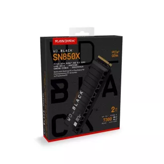 WD BLACK SSD NVMe 2TB PCIe SN850X Powered by SanDisk, Gen4, (R:7300, W:6600MB/s), Chladič WD BLACK SSD NVMe 2TB PCIe SN850X Powered by SanDisk, Gen4, (R:7300, W:6600MB/s), Chladič