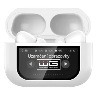 WG - Bluetooth sluchátka WG AirFlex 9 s displejem, Avatar, ANC, bílá WG - Bluetooth sluchátka WG AirFlex 9 s displejem, Avatar, ANC, bílá