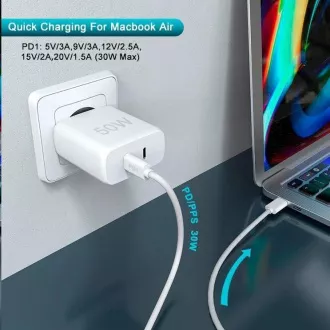 WG - Síťová nabíječka 2x USB-C 50W, 1x USB-C PD 30W + 1x USB-C PD 20W, bílá WG - Síťová nabíječka 2x USB-C 50W, 1x USB-C PD 30W + 1x USB-C PD 20W, bílá