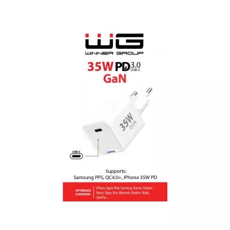 WG - Síťová nabíječka GaN 1x USB-C, PD 35W, bílá