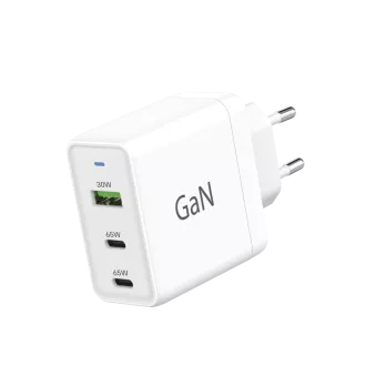 WG - Síťová nabíječka GaN 3x USB, 1x USB-A 30W + 2x USB-C 65W, bílá