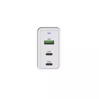 WG - Síťová nabíječka GaN 3x USB, 1x USB-A 30W + 2x USB-C 65W, bílá
