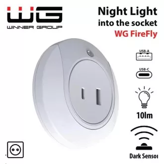 WG - Noční LED světlo do zásuvky s USB / WG FireFly / white