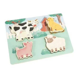 Dřevěné dotykové vkládací puzzle pro děti - Farma Dřevěné dotykové vkládací puzzle pro děti - Farma