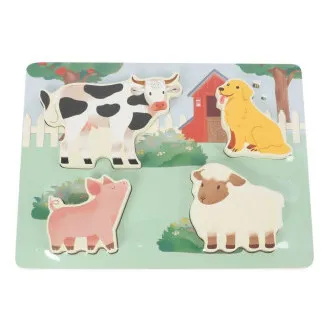 Dřevěné dotykové vkládací puzzle pro děti - Farma Dřevěné dotykové vkládací puzzle pro děti - Farma