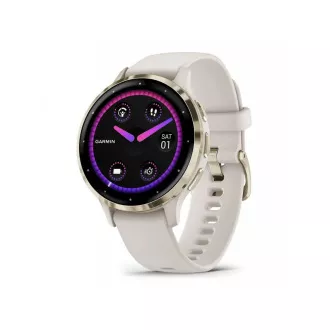 Garmin Venu® 3S, Nerezová luneta Soft Gold, pouzdro Ivory, silikonový řemínek Garmin Venu® 3S, Nerezová luneta Soft Gold, pouzdro Ivory, silikonový řemínek