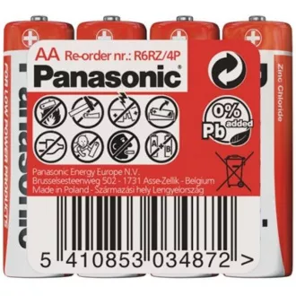 PANASONIC Zinkouhlíkové baterie Red Zinc R6RZ/4P AA 1, 5V (shrink 4ks)