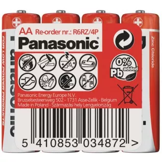 PANASONIC Zinkouhlíkové baterie Red Zinc R6RZ/4P AA 1, 5V (shrink 4ks)