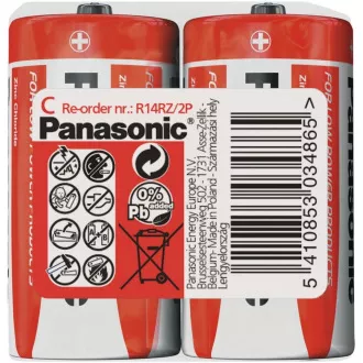PANASONIC Zinkouhlíkové baterie Red Zinc R14RZ/2P C 1, 5V (shrink 2ks)
