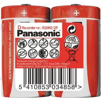 PANASONIC Zinkouhlíkové baterie Red Zinc R20RZ/2P D 1, 5V (shrink 2ks) PANASONIC Zinkouhlíkové baterie Red Zinc R20RZ/2P D 1, 5V (shrink 2ks)