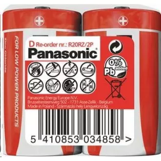 PANASONIC Zinkouhlíkové baterie Red Zinc R20RZ/2P D 1, 5V (shrink 2ks) PANASONIC Zinkouhlíkové baterie Red Zinc R20RZ/2P D 1, 5V (shrink 2ks)