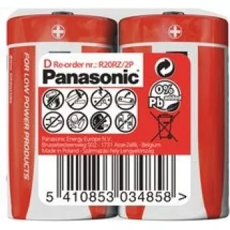 PANASONIC Zinkouhlíkové baterie Red Zinc R20RZ/2P D 1, 5V (shrink 2ks) PANASONIC Zinkouhlíkové baterie Red Zinc R20RZ/2P D 1, 5V (shrink 2ks)